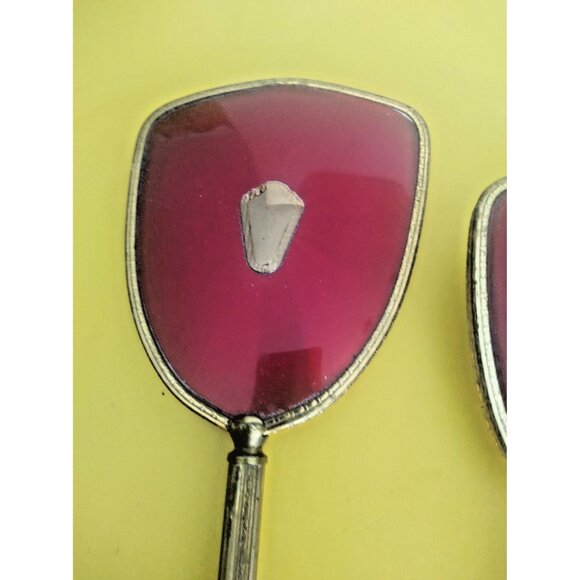 Vintage Brass and Cut Glass Hand Mirror & Brush Vanity Set 1930-1940 - Picture 14 of 15